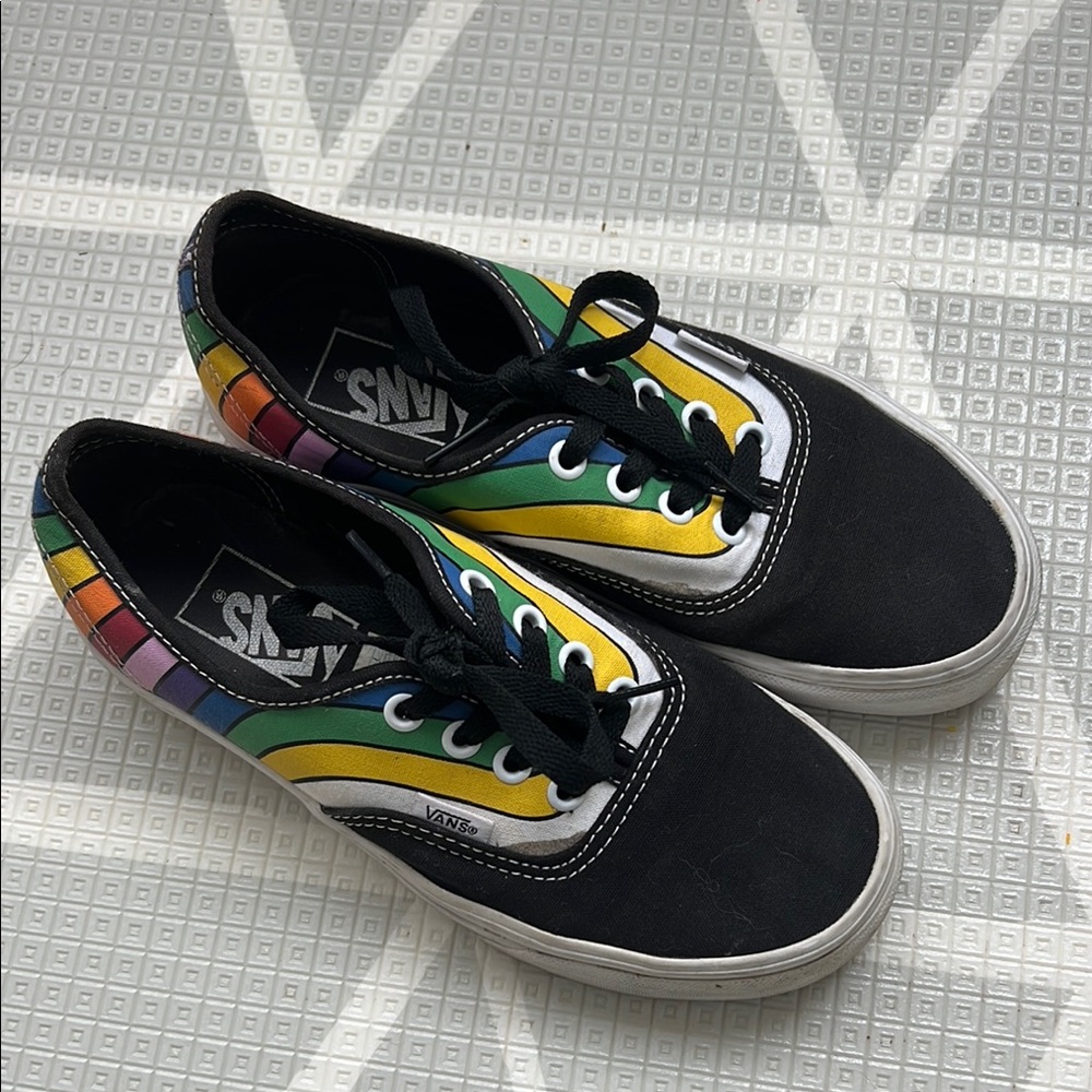 Vans Black and Multicolor Lace-Up Sneakers